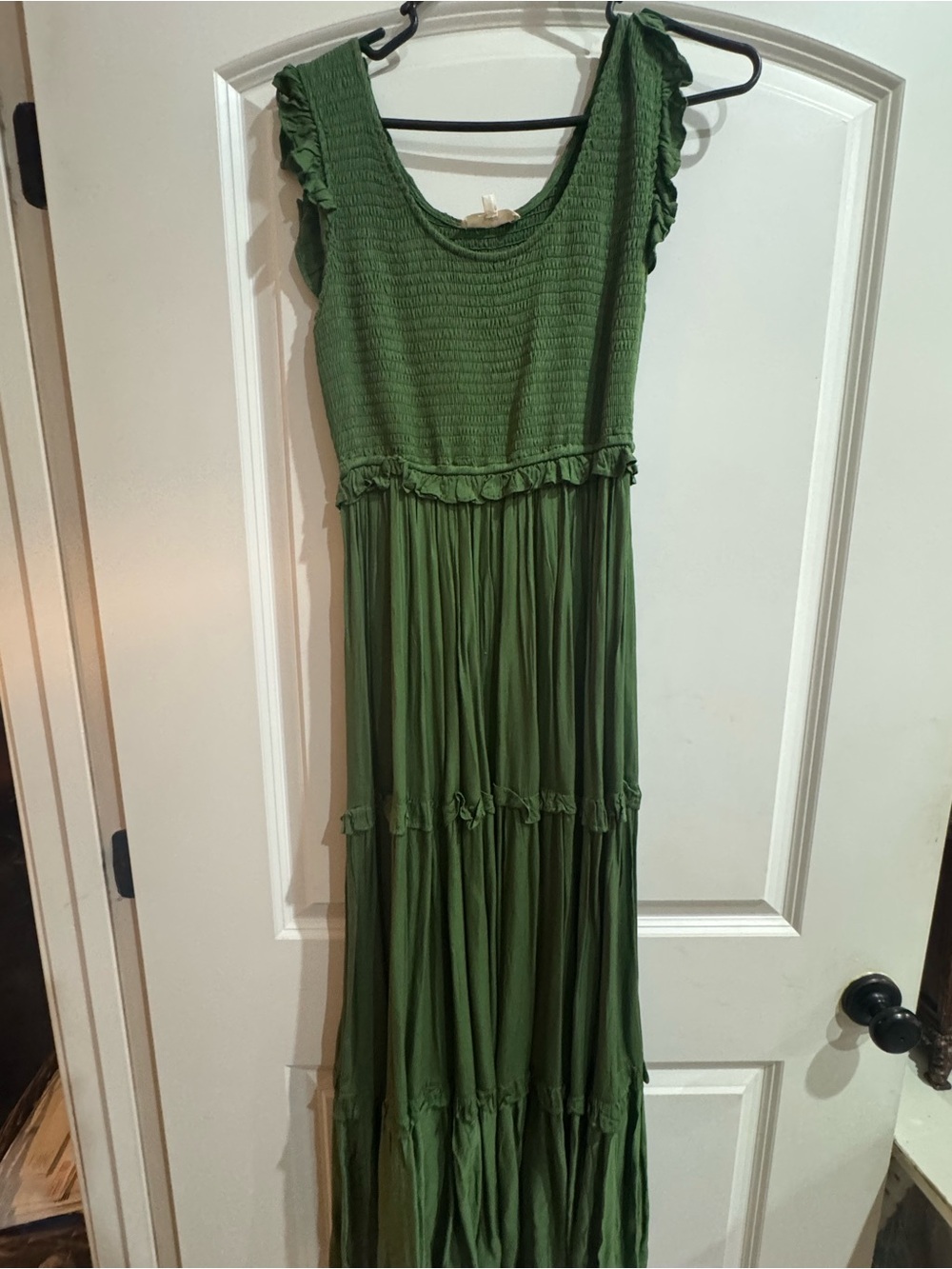 easel Olive Green Smocked Tank Maxi Dress